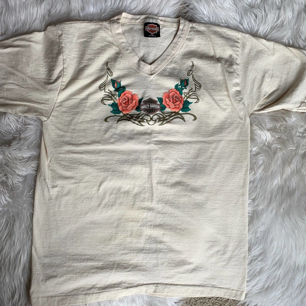 Vtg 90s Harley Davidson v neck TShirt